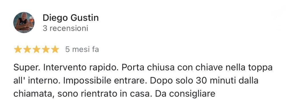 Recensione pronto intervento Fabbro Trieste 30 minuti